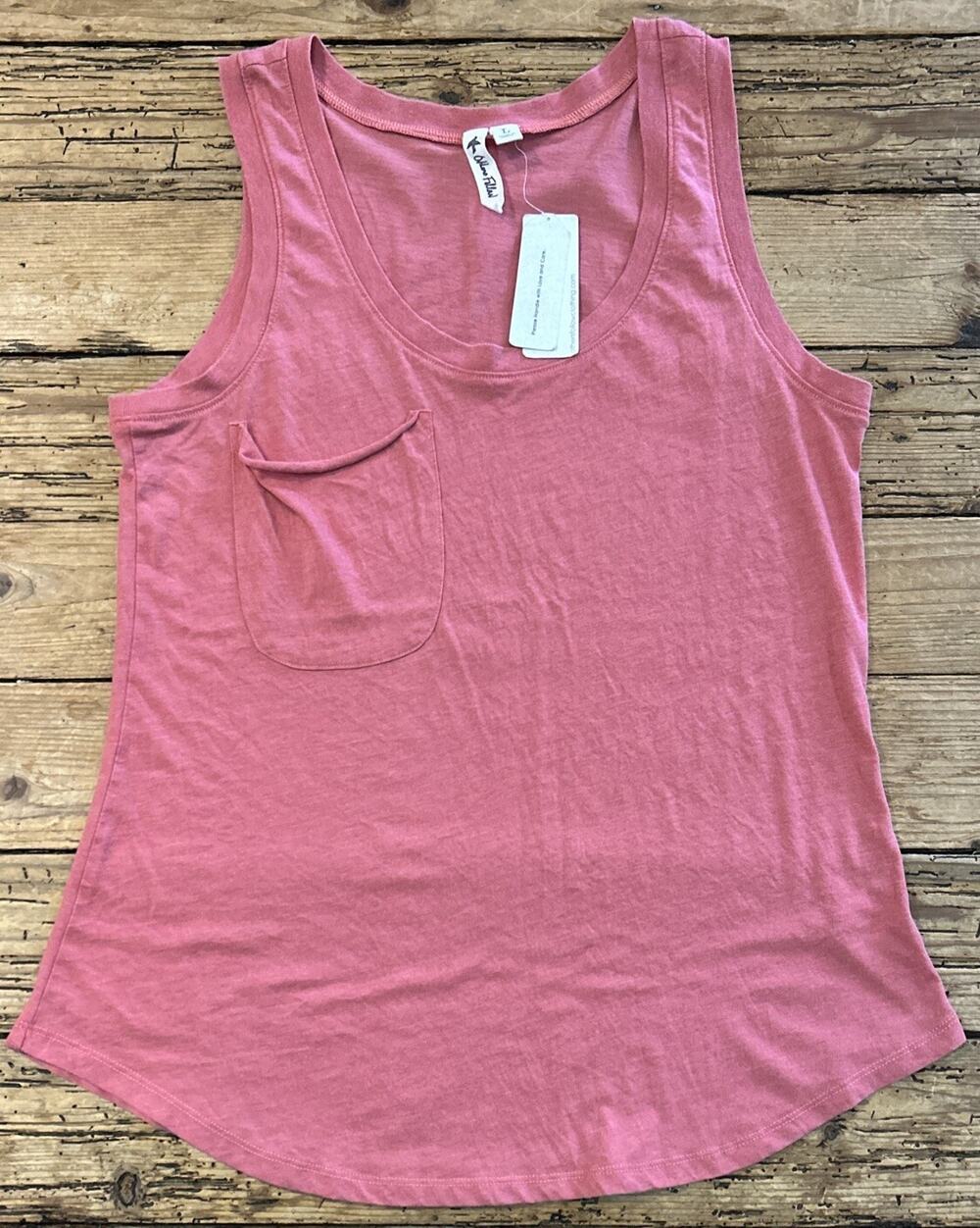 Others Follow Women’s Pink T-shirt Tank Top With Front Pocket Size L NWT